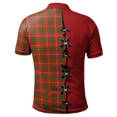 Bruce Modern Tartan Polo Shirt - Lion Rampant And Celtic Thistle Style